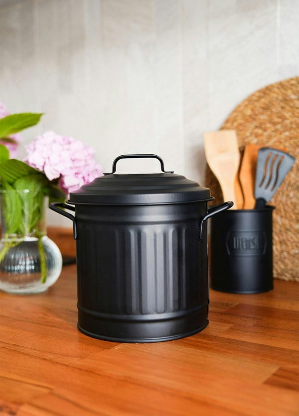 Rozi Black Countertop Waste Bin (4 Litres)