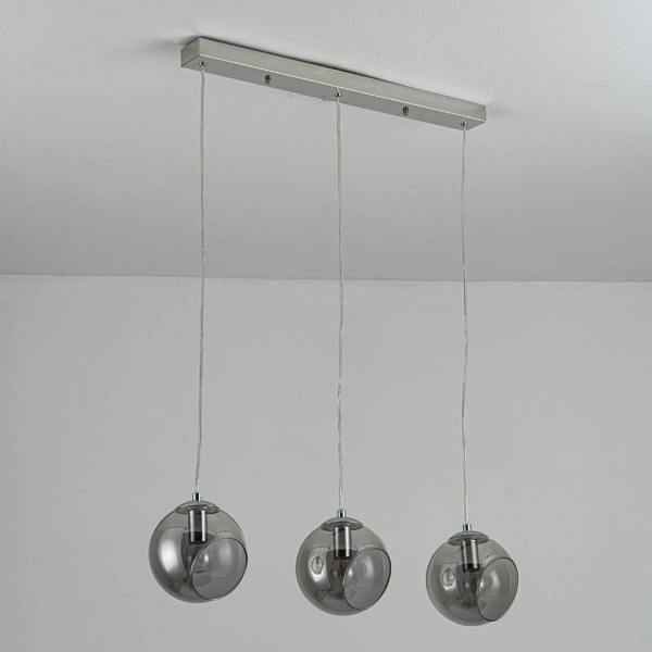 Pagazzi Lighting Nia Chrome Smoke 3-Light Pendant Bar