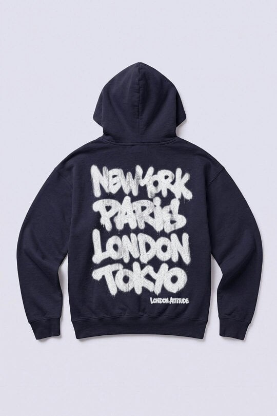 London Attitude Oversized Heavyweight City Graffiti Hoodie
