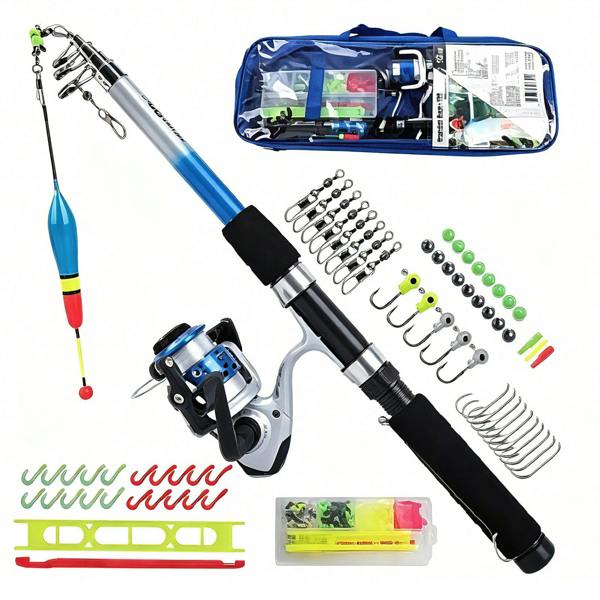 Gr8 Garden 1.8m Telescopic Fishing Rod & Spinning Reel Combo Full Tackle Kit for Beginners