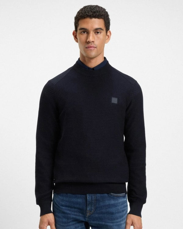 BOSS Orange Anion S Mens Crew Neck Jumper - Dark Blue 404
