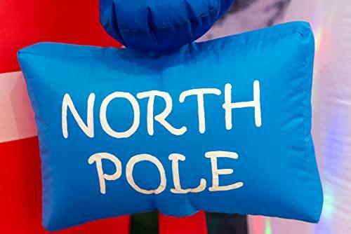 1.8m to 2.4m Inflatable Waving Snowman with North Pole Sign Board, Pre-Lit White LED Lights image 6