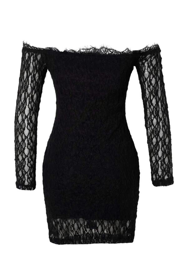 WOVCOR Carmen Neck Drop Shoulder Bodycon Mini Dress