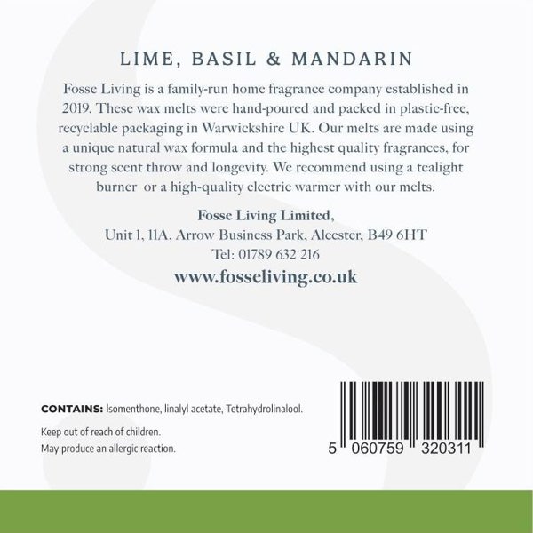 Fosse Living Lime, Basil & Mandarin Wax Melts - 16 Pack