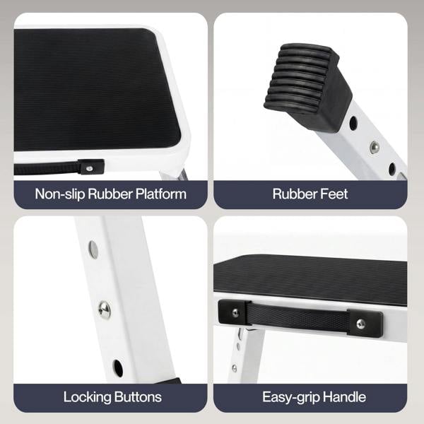 Levede Folding Step Stool Adjustable Aluminium Non Slip Portable Foot Stool