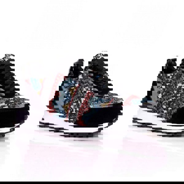 Ethnic Print Smart Trainer – Black