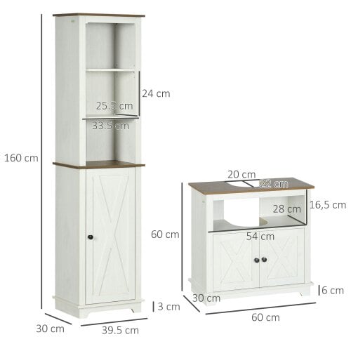 Wyld Haus Dokala 2 Piece Bathroom Furniture Set With Tall Cabinet And Under Sink Storage Ash Wood Effect