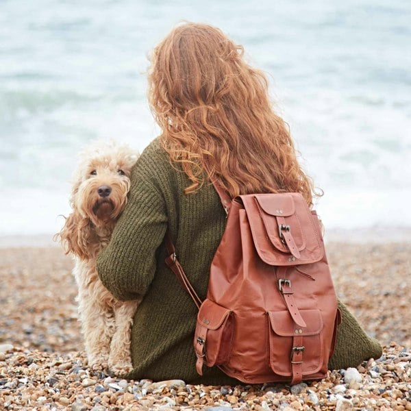 Paper High Large Brown Leather Rucksack