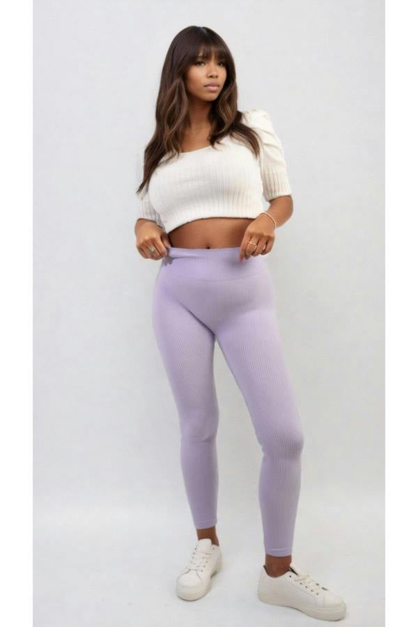 Braylee High Waisted Wide Band Leggings - Lilac