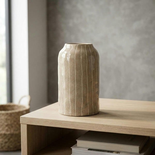 Garden Greatness Textured Lined Glazed Display Vase