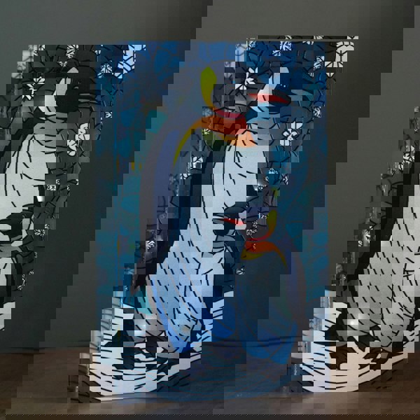 Samuel Alexander 21cm Battery Operated Light up Double Sided Stained Glass Mother & Baby Penguin Decoration with LEDs