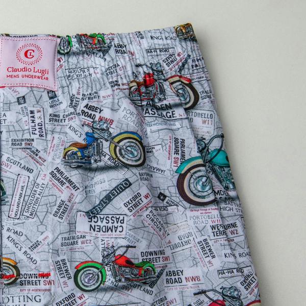 MAPS AND MOTORBIKES COTTON POPLIN PRINT BOXER SHORTS - Premium Men's Patterned Shirt by Claudio Lugli | Bold Design, Tailored Fit, Best Printed Shirts