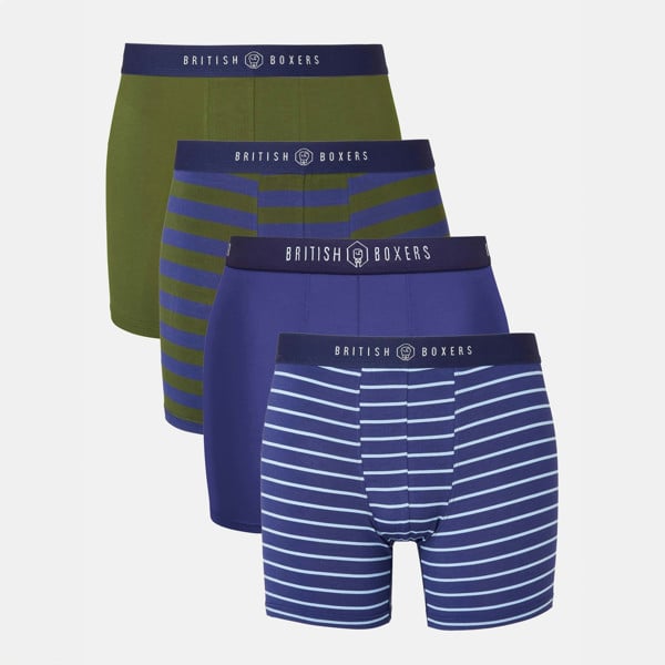 Multipack! 4 Pairs of Men's Bamboo Stretch Trunks – Leaves - British Boxers