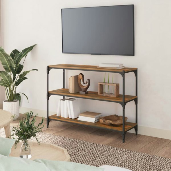 Berkfield Book Cabinet Smoked Oak 100x33x70.5 cm Engineered Wood and Steel