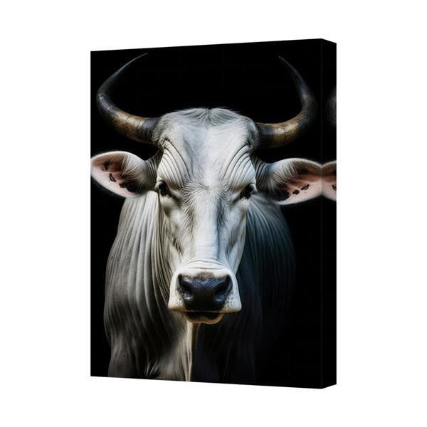 Benjamin Tate Design Bull Head Canvas Wall Art Black Background Modern Home Decor