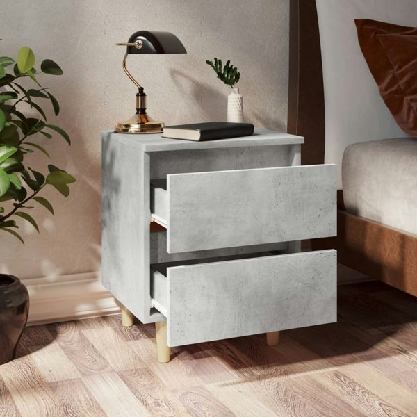 Berkfield Bed Cabinet with Solid Pinewood Legs Concrete Grey 40x35x50 cm