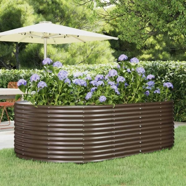 Berkfield Garden Raised Bed Brown 212x140x68 cm Powder-coated Steel