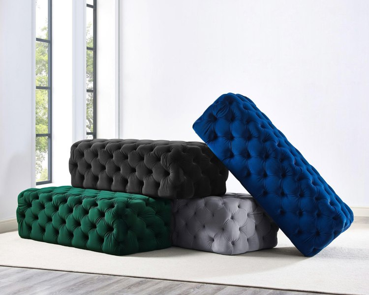 Furniture Edit Kaylee Green Velvet Ottoman