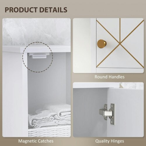 Wyld Haus Conosu Freestanding Slim Bathroom Storage Cabinet With Doors And Adjustable Shelves White