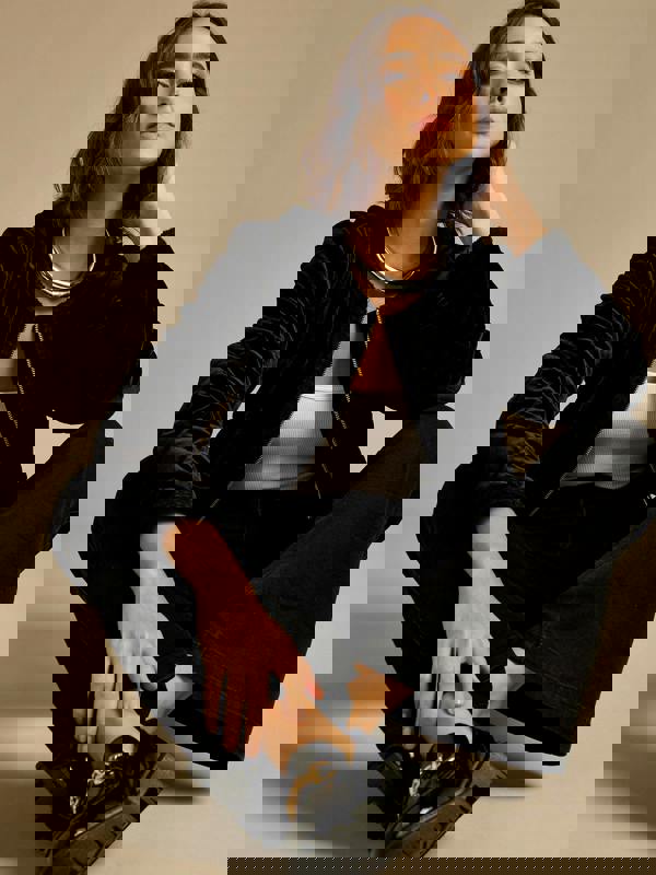 Ella Black Quilted Velvet Jacket | GWD Clothing