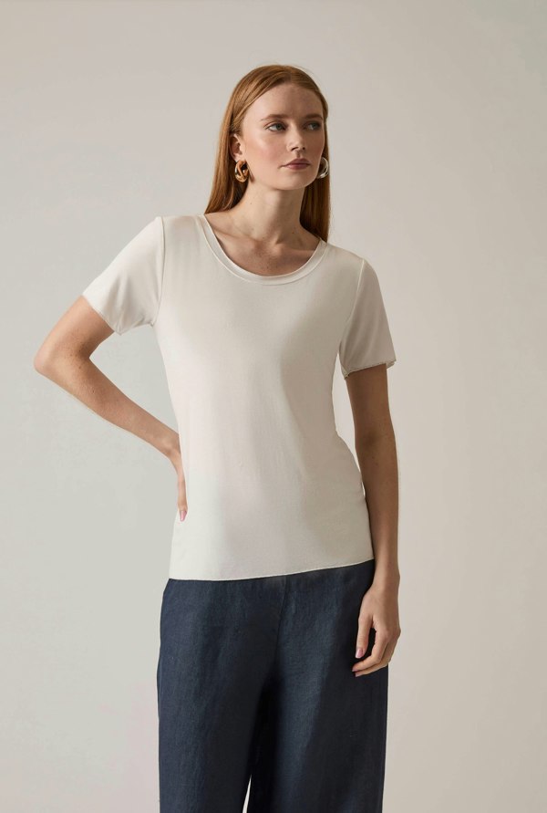 James Lakeland Short Sleeve White Top