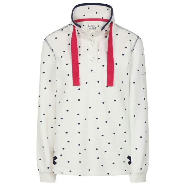 Lazy Jacks LJ14 - Ladies Polka Dot Button Neck Sweatshirt - Chalk