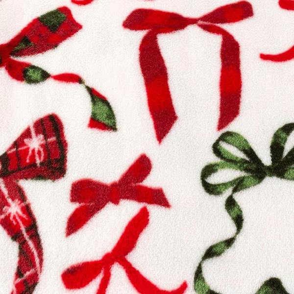 Furn Nathalie Festive Bows Fleece Christmas Throw - Berry/Pine - 