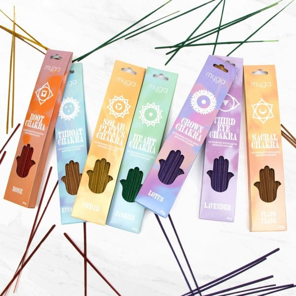 Myga Chakra Balancing Incense Set – 7 Packs (40 Sticks Each)