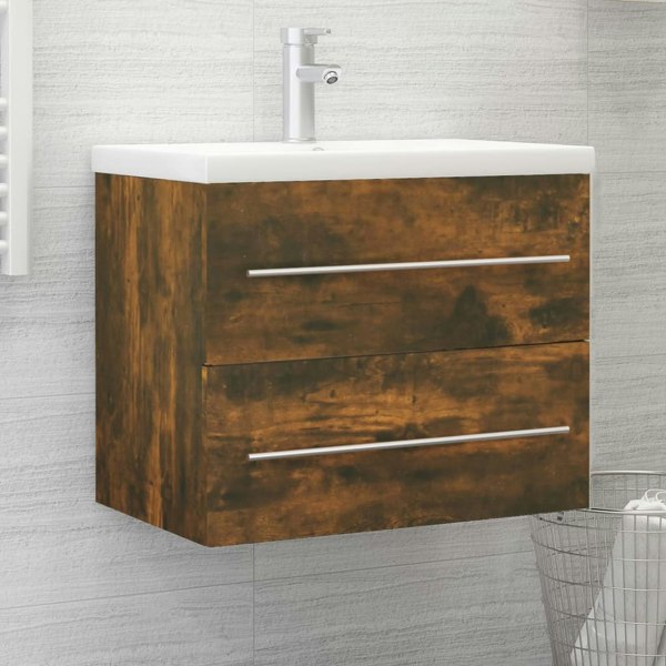 Berkfield Sink Cabinet Smoked Oak 60x38.5x48 cm Engineered Wood
