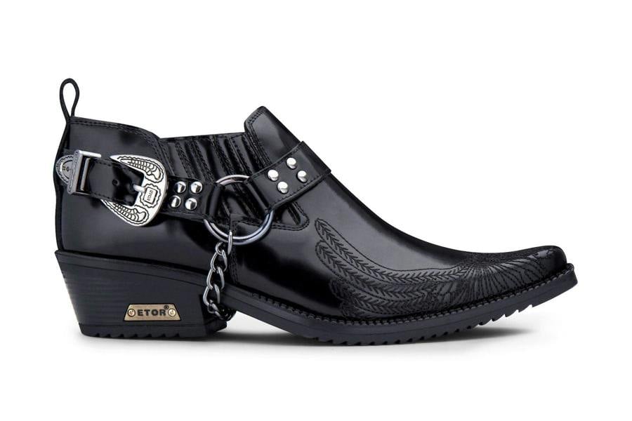 Infinity Leather Men's Black Eagle Cuban Heel Leather Cowboy Boots