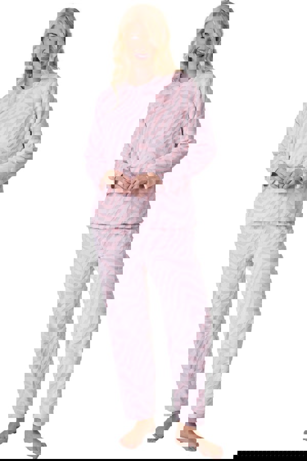 Camille Supersoft Pink Tiger Print Full Length Pyjama Set