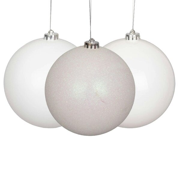 Shatchi White PVC Christmas Baubles Pack Sizes, Shatterproof 10cm Hanging Decorations for Tree and Home