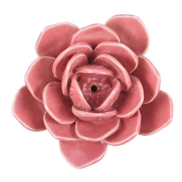 Pink water lily incense stick holder with heart-shaped center hole