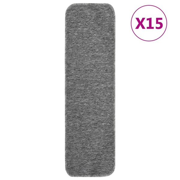 Berkfield Anti Slip Stair Mats 15 pcs 75x20 cm Grey Rectangular