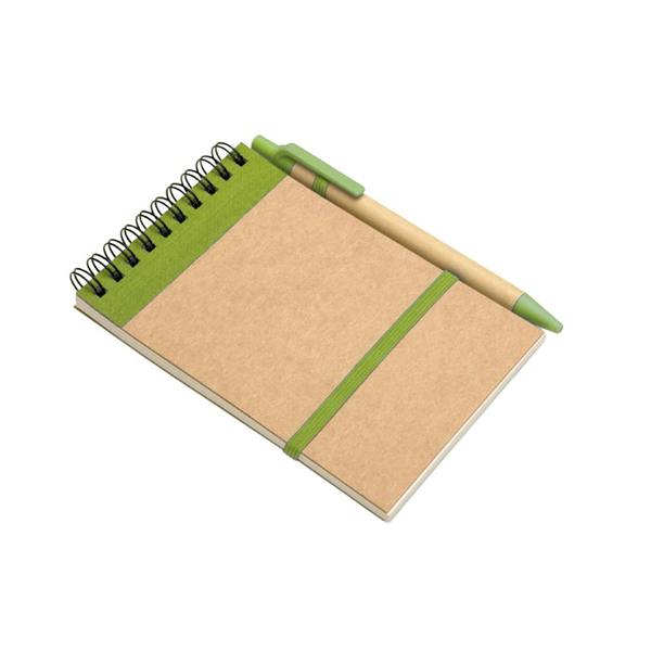 MidOcean Sonora Recycled A6 Notepad And Pen - Lime/Beige - 