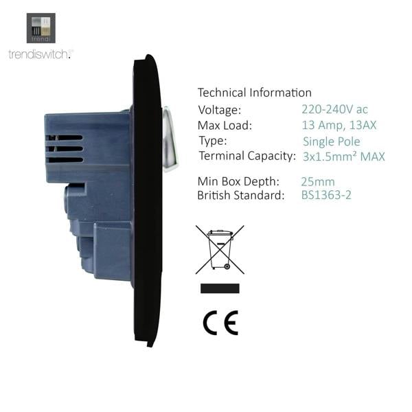 Trendi Switch 2 Gang 4 Port USB 2100mA Plug Socket in Matt Black