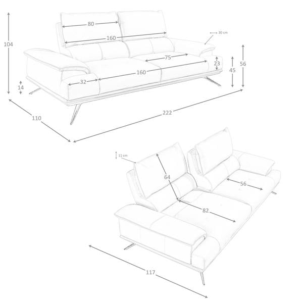 Angel Cerdá Grey taupe leather sofa 6247/6248