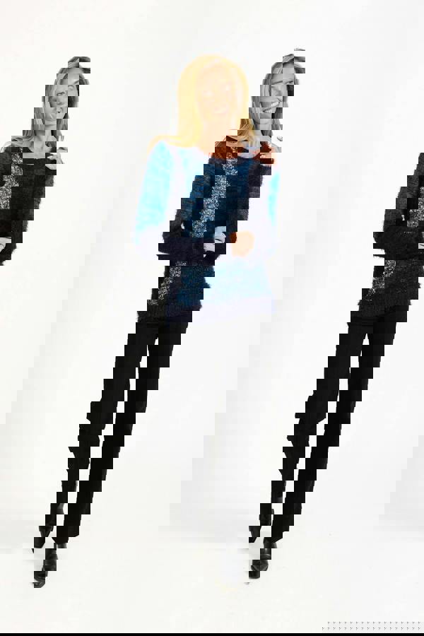 Colour Block Fluffy Yarn Jumper