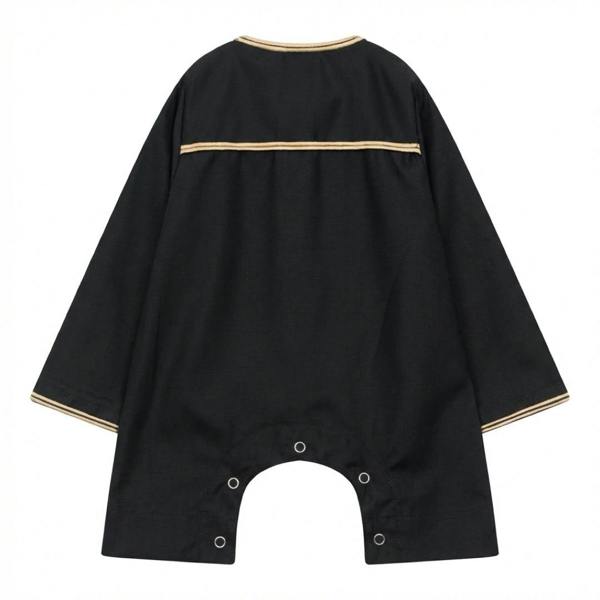 TT-003 - Baby Toddler Emirati Omani Gold Tassel Romper Thobe - Black - Thobez - 12