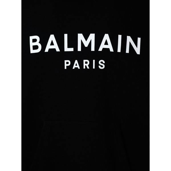 Balmain Logo Printed Hoodie   in  Black