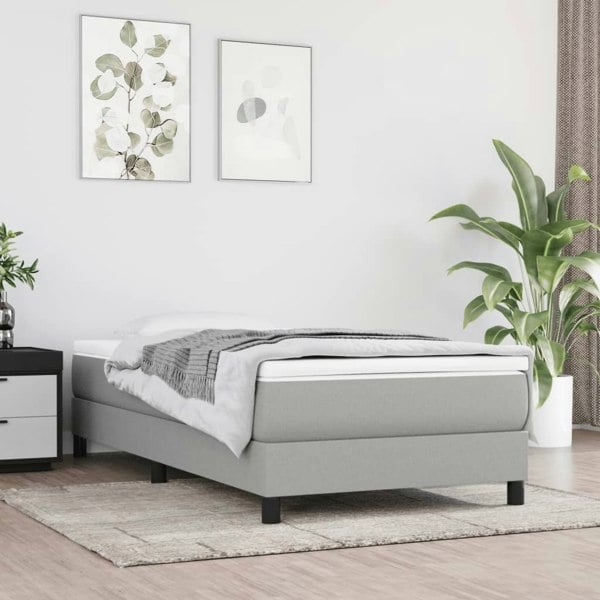 Berkfield Box Spring Bed Frame Light Grey 90x190 cm 3FT Single Fabric