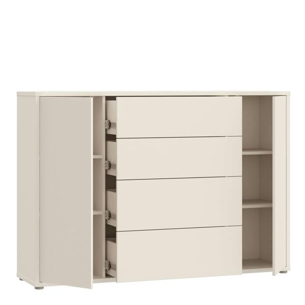 Furniture To Go Alice Springs Wide Sideboard with 4 Drawers & 2 Doors with Push-to-Open in Sand