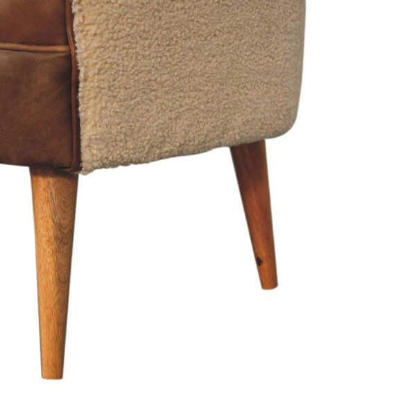 Wyld Haus Olbia Cream Boucle and Buffalo Leather Armchair