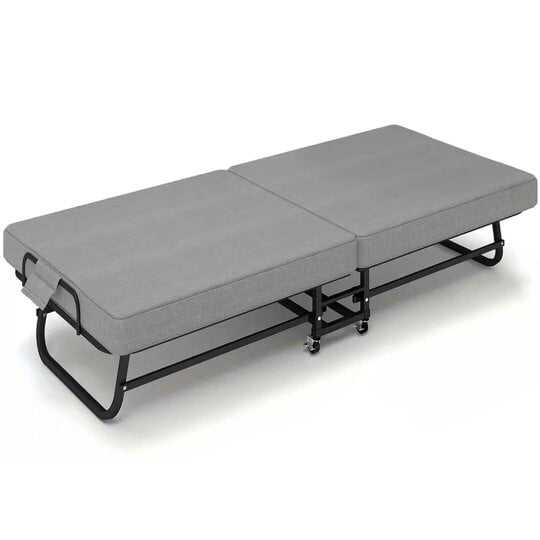 Havendro Adult Portable Folding Bed w/Memory Foam Mattress 190x80cm Wheels Easy Storage