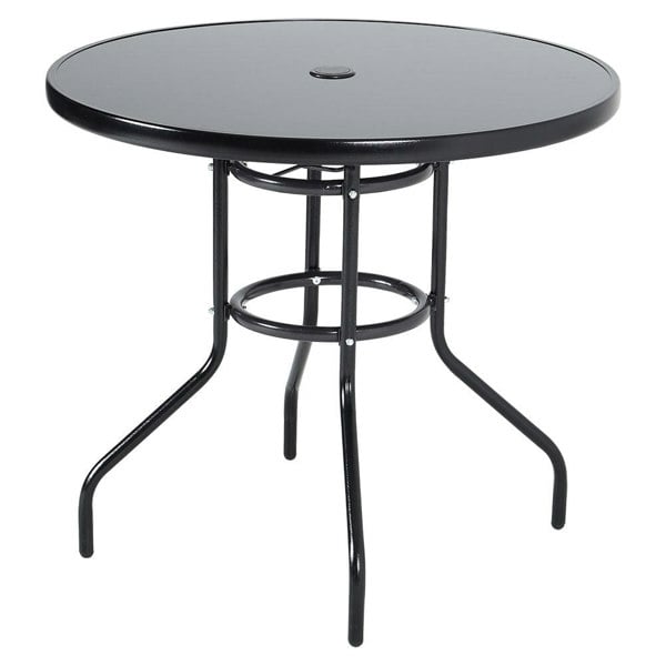 Outdoor Round Dining Set Tempered Glass Table and Rattan Chairs GARDEN DINING SETS Living and Home