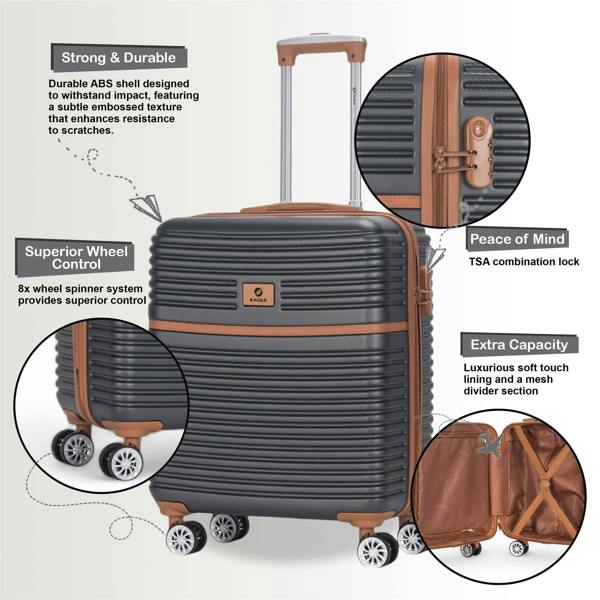 Eagle Luggage Strong ABS Hardshell Cabin Suitcase 56 x 45 x 25 cm Luggage Suitable for British Airways
