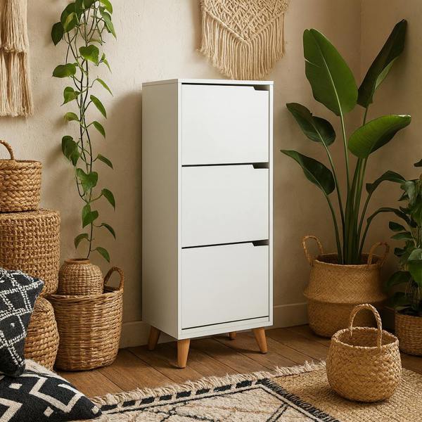 Wyld Haus Tokyo White Shoe Cabinet 3 Doors