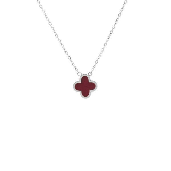 Say It With Plum Crystal Clover Necklace - Silver