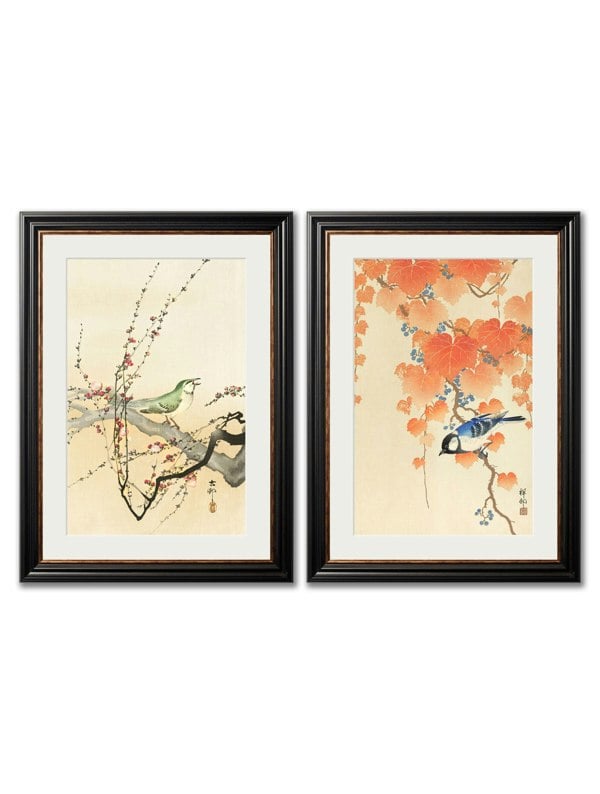 Exceptional Art c.1910 Garden Birds - Ohara Koson