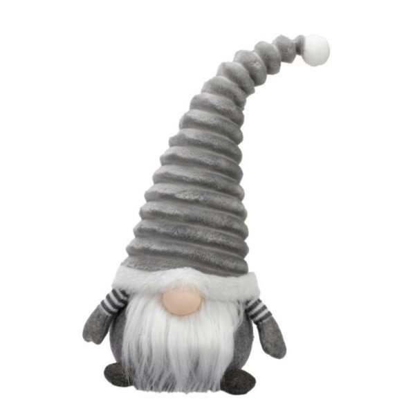 Samuel Alexander 40cm Sitting Plush Christmas Gonk with Grooved Hat in Grey